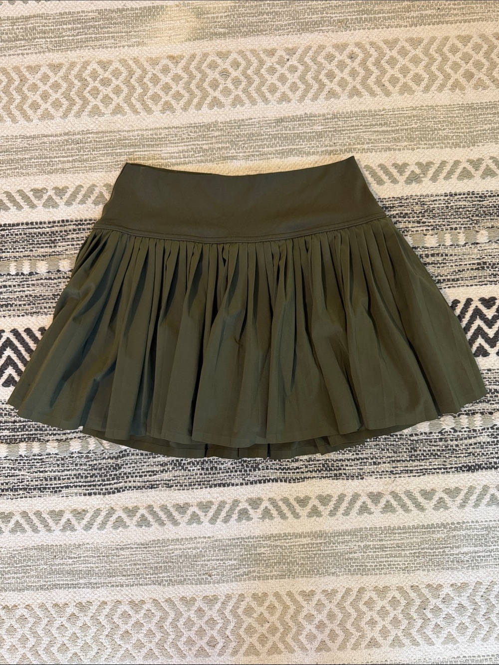 Women’s Olive Green Pleated Skater Skirt
